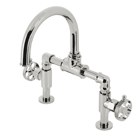 Kingston Brass KS2176RKX Bridge Bathroom Faucet with Push Pop-Up, Polished Nickel KS2176RKX